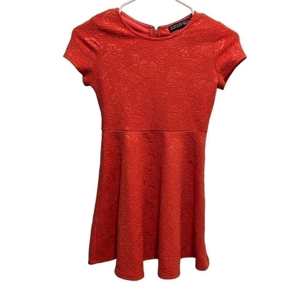 Trixxi Girl Coral Fit & Flare Dress | Girls Size 8 | Party Holiday